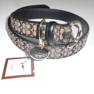 NEW VINTAGE Y2K COACH LEATHER BLACK GRAY JACQUARD SIGNATURE C DOG COLLAR 4003 XL